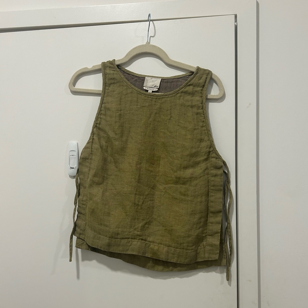 Green linen tank